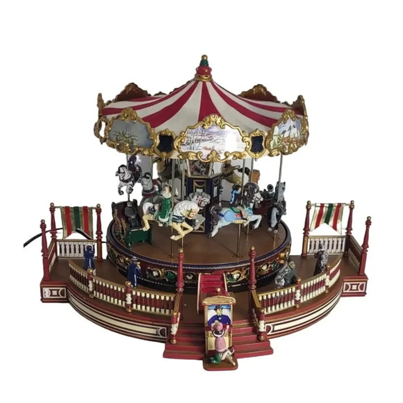 Vintage Mr Christmas Holiday Around The Carousel Music Lights Action - Picture 1 of 14